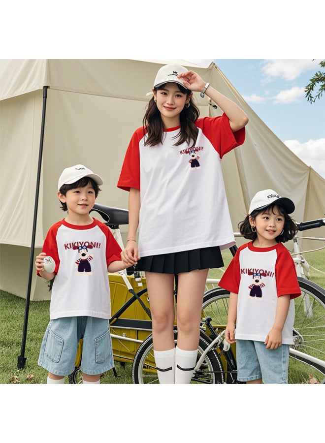 Family Matching T-shirts  For A Family Of Three Or Four, Short-sleeve Baby Infant 100-day Celebration Outfits, Family Outfits For Photoshoot, Beach Family Outfits