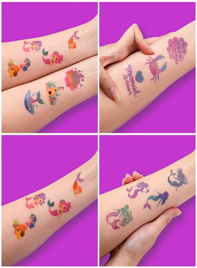 91TATTOOS 60 PCS Mermaid Ocean Sea Pre-Cut Temporary Tattoos for Kids - Image 5