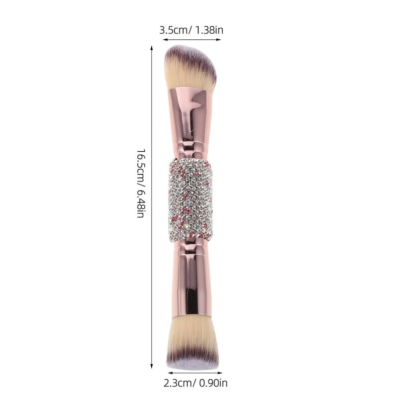 Healeved Dual-ended Foundation Brush and Blush Brush with Soft Synthetic Bristles Pink Makeup Tool for Liquid and Powder Application Contouring for Women - Image 2