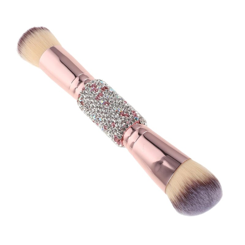 Healeved Dual-ended Foundation Brush and Blush Brush with Soft Synthetic Bristles Pink Makeup Tool for Liquid and Powder Application Contouring for Women - Image 1