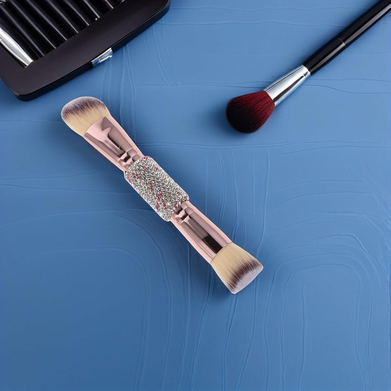 Healeved Dual-ended Foundation Brush and Blush Brush with Soft Synthetic Bristles Pink Makeup Tool for Liquid and Powder Application Contouring for Women - Image 5