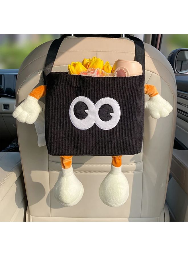 White Car Trash Can With Tissue Box 2 In 1 Umbrella Holder And Bin Durable Polyester For Vehicle Interior Organization - Image 5