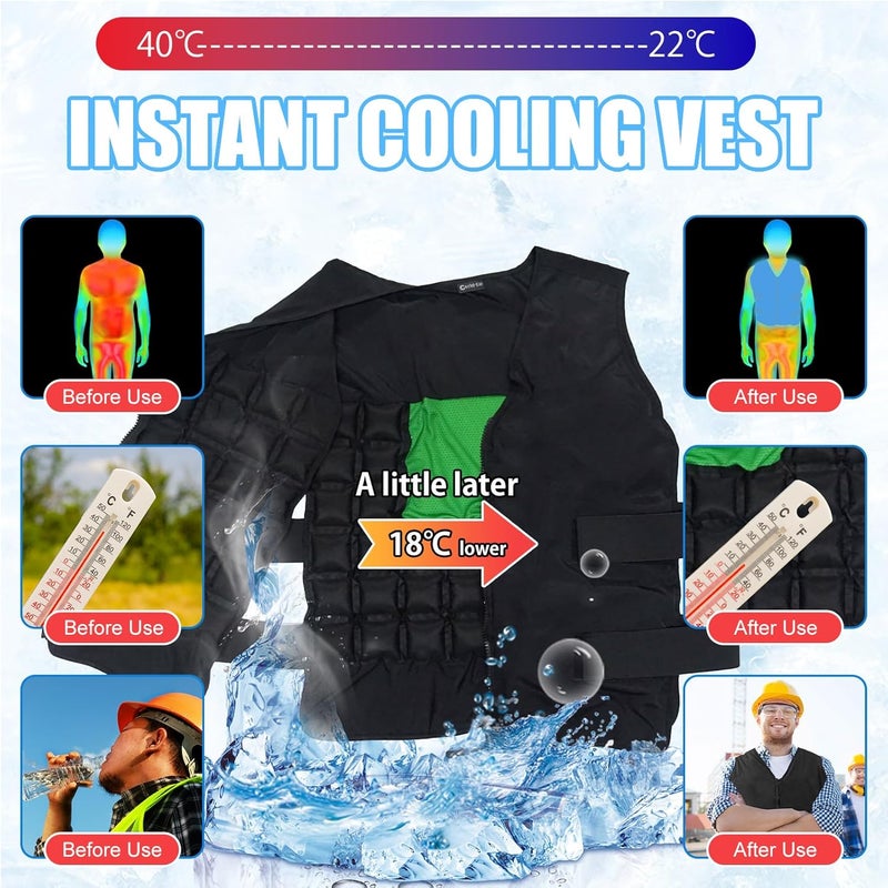 وورلد-بيو سترة تبريد تحتوي على 84 خلية ثلج للرجال والنساء، سترة حزمة ثلج قابلة لإعادة الاستخدام للعمل في الهواء الطلق، تبريد كامل للجسم لتخفيف الحرارة - Image 3