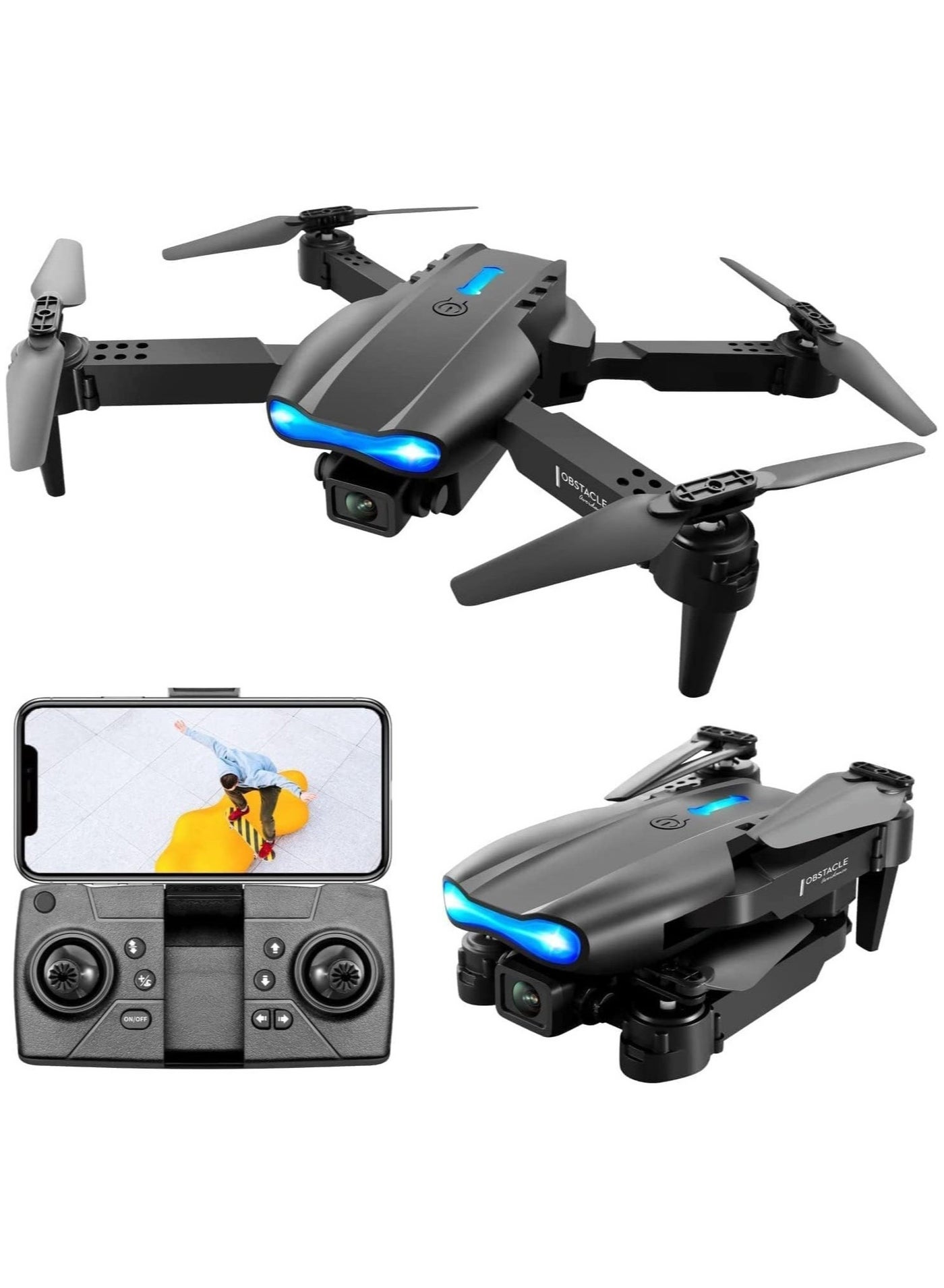 E99 Pro Foldable RC Drone with Dual 4K HD Camera WiFi FPV Live Video Quadcopter Featuring Headless Mode Altitude Hold One-Key Takeoff and Landing Gesture Control and 2 Batteries Beginner-Friendly Drone Toy for Adults and Kids