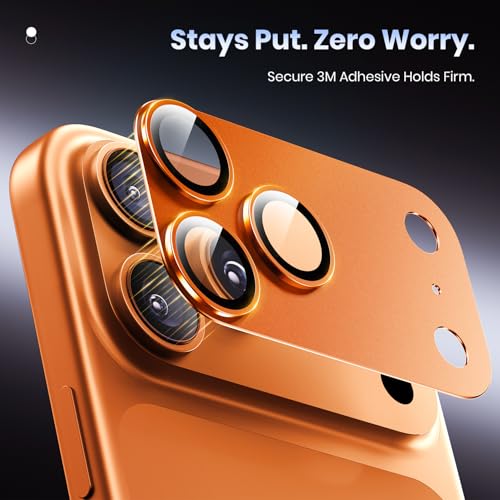 Hoerrye for iPhone 17 Pro Max Camera Lens Protector - [12FT Shatterproof Military Grade] [Strong Adsorption] 9H+ Tempered Glass Camera Screen Full Protective Cover Case Friendly,Cosmic Orange - Image 5