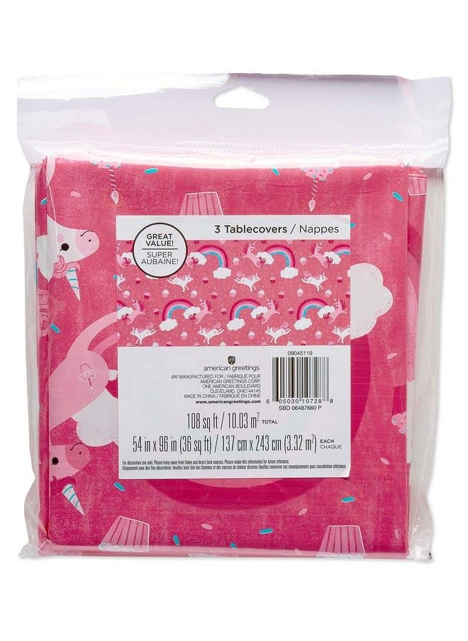 American Greetings Unicorn Party Supplies Plastic Table Covers (3 Count 54" X 96")  - Image 5