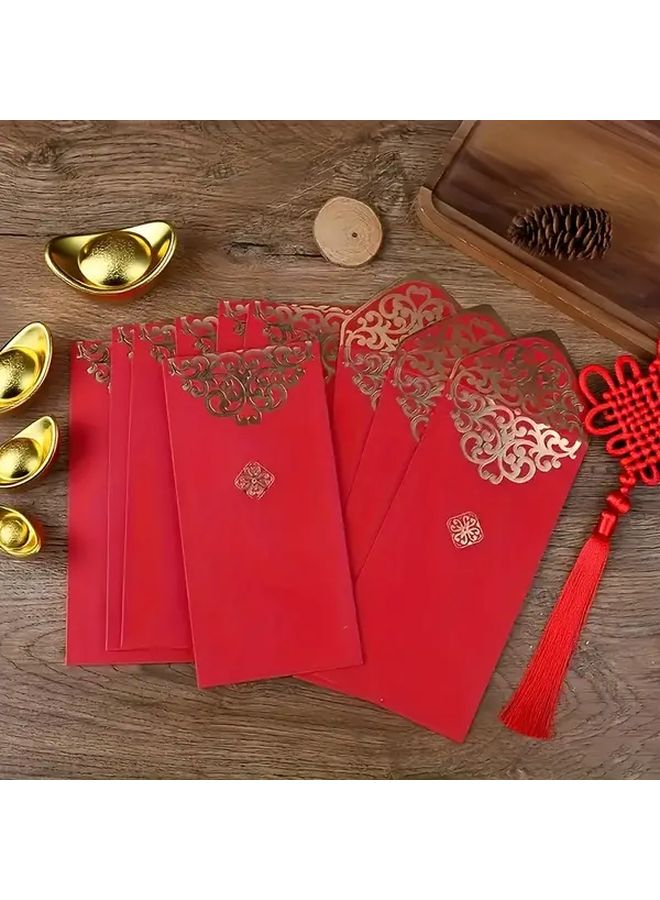 11pcs Red Envelopes With Golden Chinese Character Design For Chinese New Year Christmas Cash Gift Packaging Festive Decorative Wrapping Supplies - Image 1