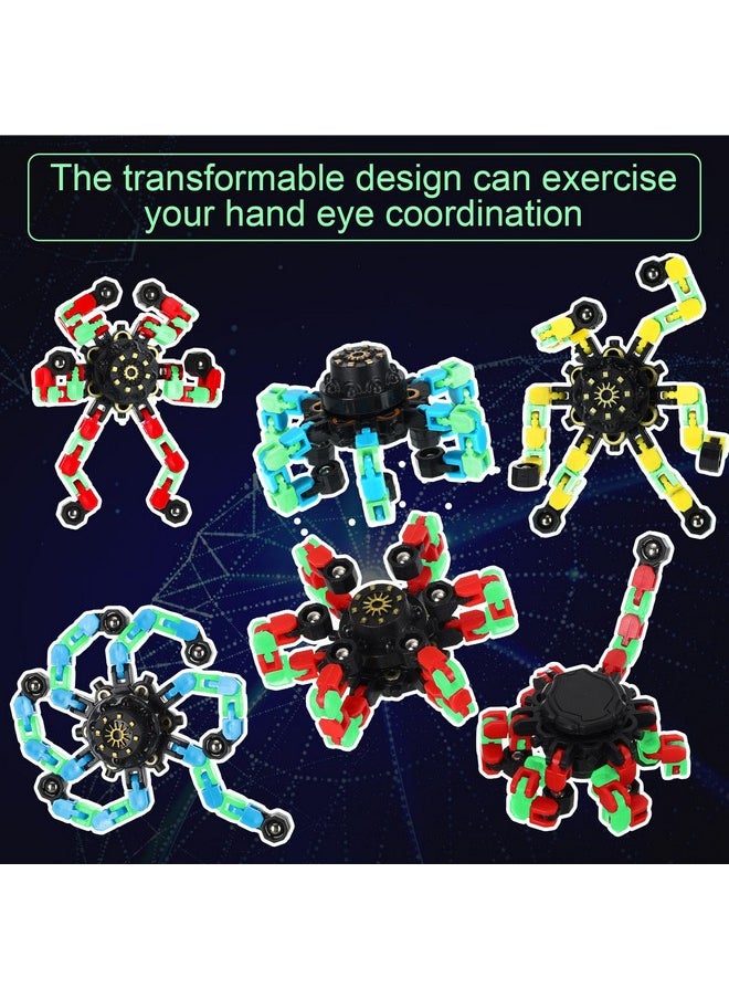Jerify - 40 Pack Funny Sensory Fidget Toy Transformable Chain Robot Finger Toy Diy Deformation Robot Mechanical Spinners Stress Relief Autistic Gifts For Adult Teen Prize Stuffer Party Favor (Luminous) - Image 1