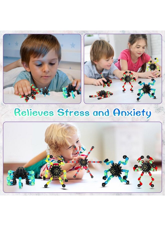 Jerify - 40 Pack Funny Sensory Fidget Toy Transformable Chain Robot Finger Toy Diy Deformation Robot Mechanical Spinners Stress Relief Autistic Gifts For Adult Teen Prize Stuffer Party Favor (Luminous) - Image 1