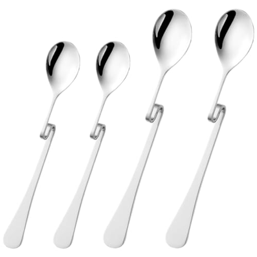 OSALADI 4pcs Espresso Spoon Stainless Steel Jam Honey Spoon Coffee Stir Milk Mixing s Tea Hanging Cup Dessert Tea Stirring s with Curved Handle