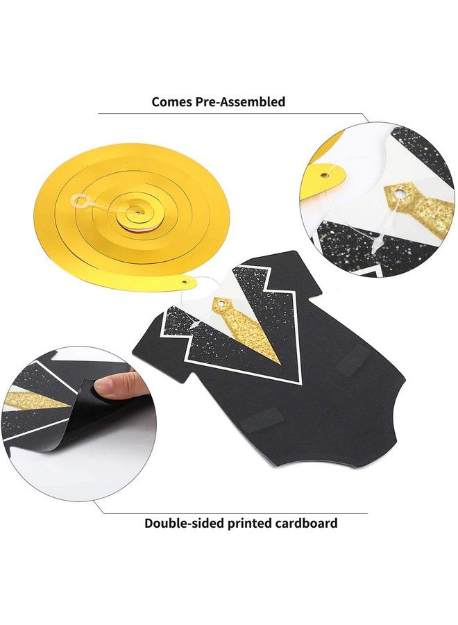 Sumind 30 Pieces Mr. Onederful Birthday Decorations Glitter Black Gold Hanging Swirls 1St Birthday Party Foil Swirls Ceiling Mustache Toppers Sign Decor For Baby Boy First Birthday Supplies - Image 4