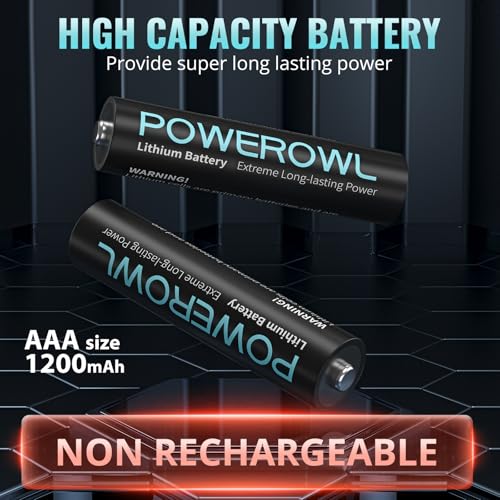 POWEROWL بطاريات ليثيوم POWEROWL AAA عالية السعة تدوم طويلاً، 1.5 فولت بطارية AAA للأجهزة عالية التقنية - 8 عبوة 【غير قابلة للشحن】 - Image 2
