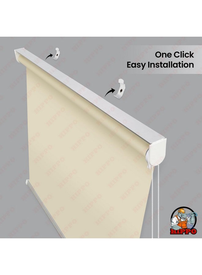 HIPPO Blackout Roller Blinds for Windows with One Click Headrail for Easy Installation Roll Up Down Blind for Home & Office (Fiji-Ivory, 3FTX7FT) - Image 2