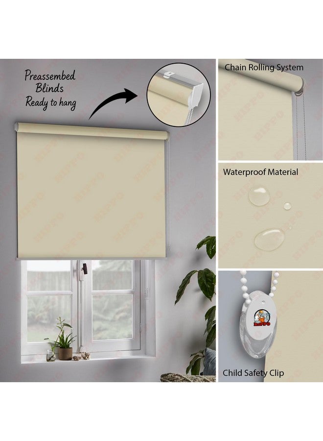 HIPPO Blackout Roller Blinds for Windows with One Click Headrail for Easy Installation Roll Up Down Blind for Home & Office (Fiji-Ivory, 3FTX7FT) - Image 5