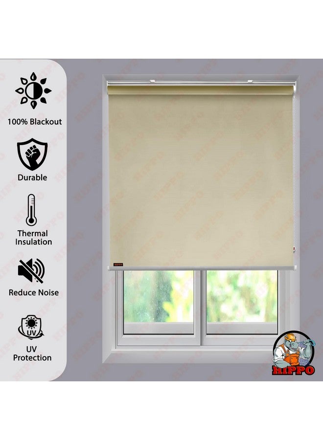 HIPPO Blackout Roller Blinds for Windows with One Click Headrail for Easy Installation Roll Up Down Blind for Home & Office (Fiji-Ivory, 3FTX7FT) - Image 4