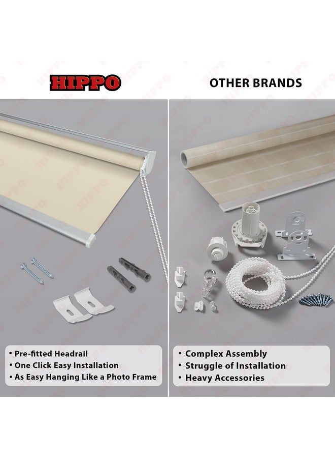 HIPPO Blackout Roller Blinds for Windows with One Click Headrail for Easy Installation Roll Up Down Blind for Home & Office (Fiji-Ivory, 3FTX7FT) - Image 3