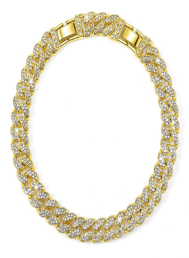 Batiyeer Women's Ankle Bracelets Cuban Link Chain Anklets Adjustable Chunky Anklets with Detachable Extender Rhinestone Bling Jewelry Gifts, 10 Mm, 8+2 Inches, zinc alloy and rhinestones, no gemstone - Image 1