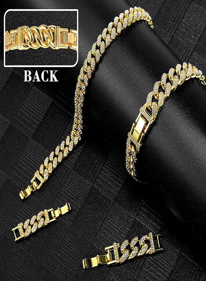 Batiyeer Women's Ankle Bracelets Cuban Link Chain Anklets Adjustable Chunky Anklets with Detachable Extender Rhinestone Bling Jewelry Gifts, 10 Mm, 8+2 Inches, zinc alloy and rhinestones, no gemstone - Image 3