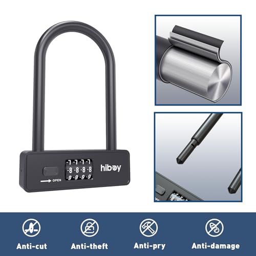 Hiboy Bike Combination U-Lock, Anti-Theft Security Bicycle Lock with Mounting Bracket, 10mm Steel Shackle U-Lock for Scooters & Bikes - Image 4