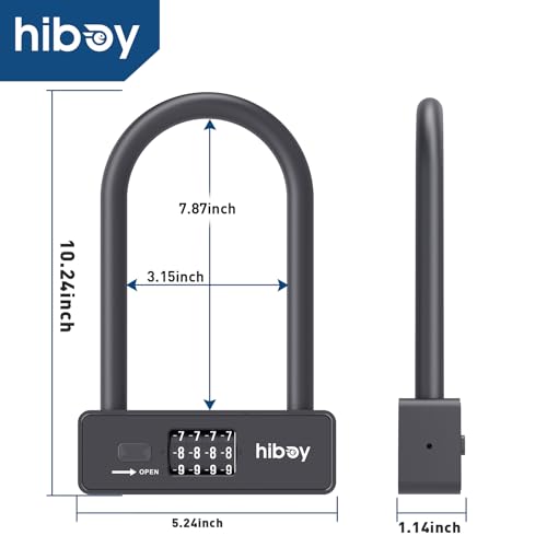 Hiboy Bike Combination U-Lock, Anti-Theft Security Bicycle Lock with Mounting Bracket, 10mm Steel Shackle U-Lock for Scooters & Bikes - Image 2