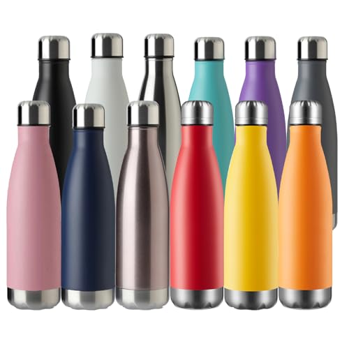 MEWAY 17oz Sport Water Bottle Vacuum Insulated Stainless Steel Sport Water Bottle LeakProof Double Wall Cola Shape Water BottleKeep Drinks Hot Cold colorful12 Pack - Image 1