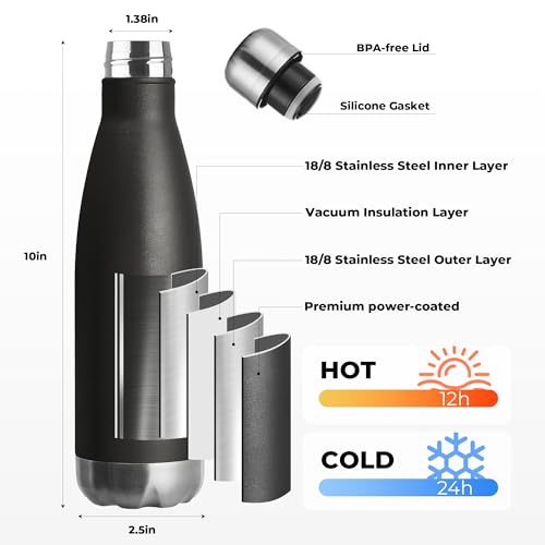 MEWAY 17oz Sport Water Bottle Vacuum Insulated Stainless Steel Sport Water Bottle LeakProof Double Wall Cola Shape Water BottleKeep Drinks Hot Cold colorful12 Pack - Image 3