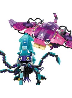 Luminous Dinosaur Compatible Lego Building Blocks Assembled Toys Tyrannosaurus Rex Children's Power Boy Assembled Animal Model Puzzle-Color:S28_ Devil Fish + Squid [569 Particles]