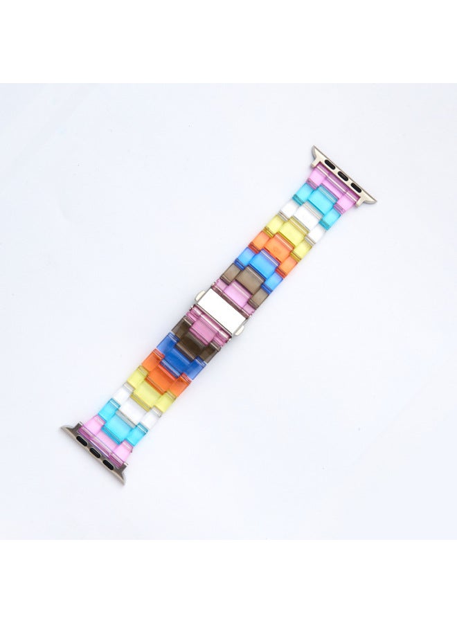 YLZ For Smart Watch Strap Straight Apple Ultra Candy Color Acrylic Transparent Rainbow Strap - Image 1