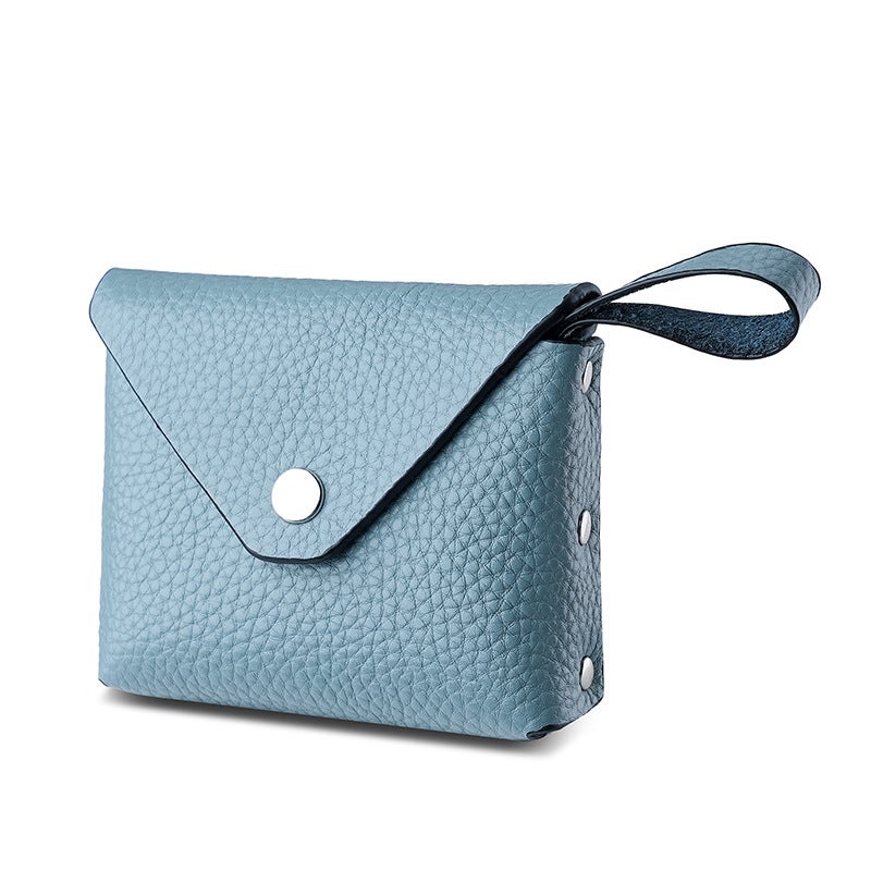 2023 Mini Coin Purse Womens Top Layer Leather Light blue