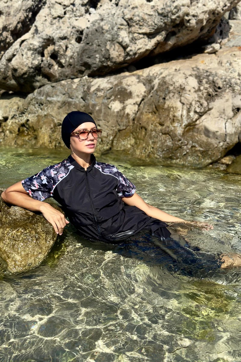 ريمسا مايو Remsa Swimsuit Parachute Semi Covered Hijab Swimsuit Hera Fish 2408 Black