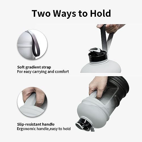 TOOFEEL 2 Liter Water Bottles - Half Gallon Water Bottle BPA Free - Ideal for Gym, Big Water Jug, Reusable Sports Bottle with Measurements Marked Drink Container - 2.2L 74oz White Black Water Jugs - Image 5