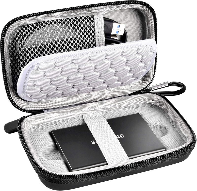 PAIYULE Case Compatible with Samsung T7/ T7 Touch Portable SSD 1TB 2TB 500GB USB 3.2 External Solid State Drive, Travel Carrying Storage Organizer Fits for USB Cables and More Accessories (Black) - Image 1