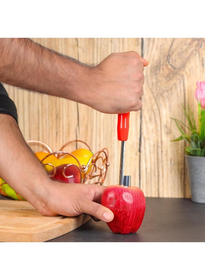 DELCASA Delcasa DC3232 Apple Corer with Stainless Steel Head, Silver/Red  - Image 2