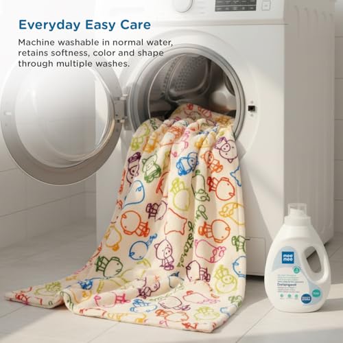 Mee Mee Soft Single Layer Lightweight Flannel Baby Blanket with Pig Family Printed - Comfort and Warmth for Newborns (75 cm x 100 cm) 0-12 Months (Multicolor) - Image 5