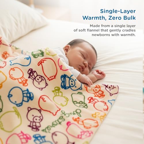 Mee Mee Soft Single Layer Lightweight Flannel Baby Blanket with Pig Family Printed - Comfort and Warmth for Newborns (75 cm x 100 cm) 0-12 Months (Multicolor) - Image 2
