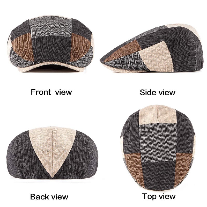 LADYBRO Herringbone Tweed Cap Winter Hat for Men Sombrero(Patchwork 01, L/XL, 7 5/8) - Image 5