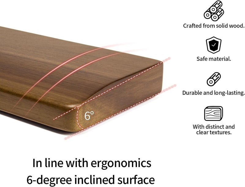 Wislist Walnut Wooden Wrist Rest for Mechanical Keyboard, Ergonomic Design for Wrist Pain Relief, Smooth No Odor and Easy to Clean, Support Wrist to Coding Typing and Playing (for 60-68 Key) - Image 2