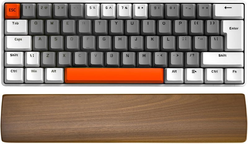 Wislist Walnut Wooden Wrist Rest for Mechanical Keyboard, Ergonomic Design for Wrist Pain Relief, Smooth No Odor and Easy to Clean, Support Wrist to Coding Typing and Playing (for 60-68 Key) - Image 1