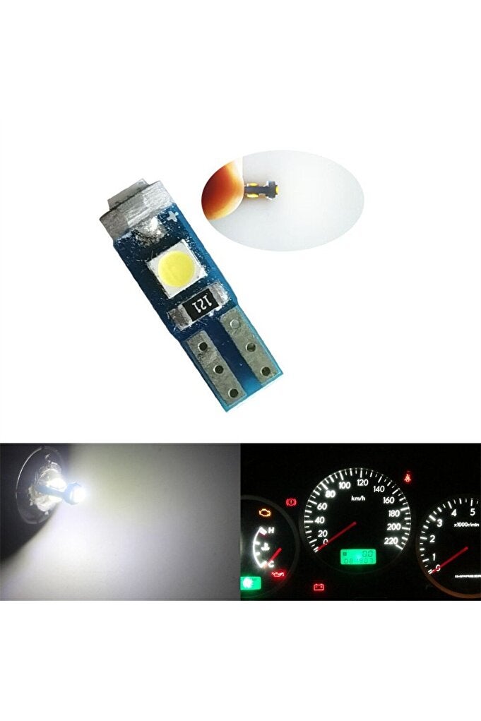 ريحني 10 قطع بيضاء 10 قطع LED فائقة السطوع T5 3SMD دراجة نارية سيارة لوحة عدادات ضوء ووتد مصباح أدوات داخلي - Image 3