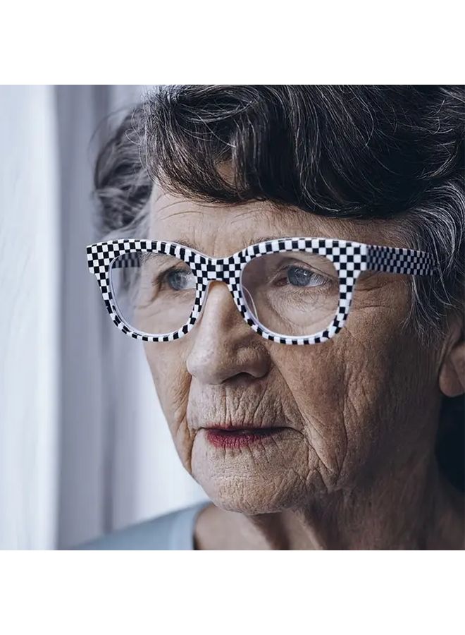 نظارات القراءة ذات الشبكة السوداء والبيضاء 2.0 قوة تكبير كلاسيكية تباين شفاف - Image 2