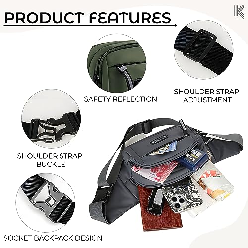 Kraptick Premium Unisex Waist Bag for Men and Women - Stylish Fanny Pack, Hip Bag, Travel Money Belt (Green) - Image 3