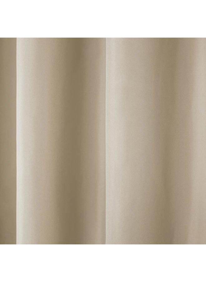 TOWN & COUNTRY BASICS Exclusive Home Cabana Solid Indoor/Outdoor Light Filtering Grommet Top Curtain Panel Pair, 54"x108", Taupe - Image 3