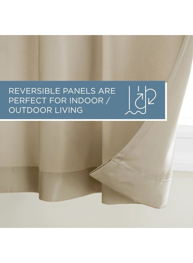 TOWN & COUNTRY BASICS Exclusive Home Cabana Solid Indoor/Outdoor Light Filtering Grommet Top Curtain Panel Pair, 54"x108", Taupe - Image 5