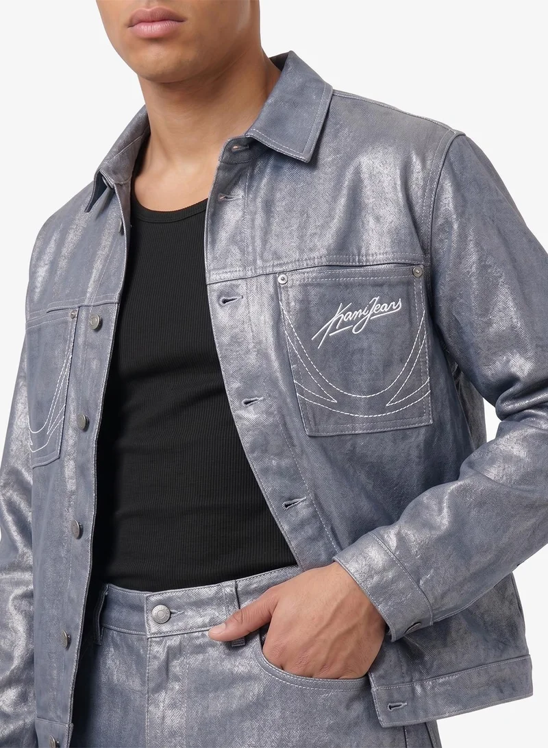 Karl Kani  Kani Jeans Cropped Silver Denim Jacket for Men | Best Price UAE