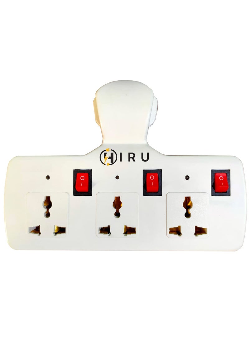 Generic HIRU Three Pin Multi Plug, Cordless Wall Socket Multi Outlet Extension Board with Fuse Protection, Universal Sockets with Individual Switches & LED (Pack of 1) 