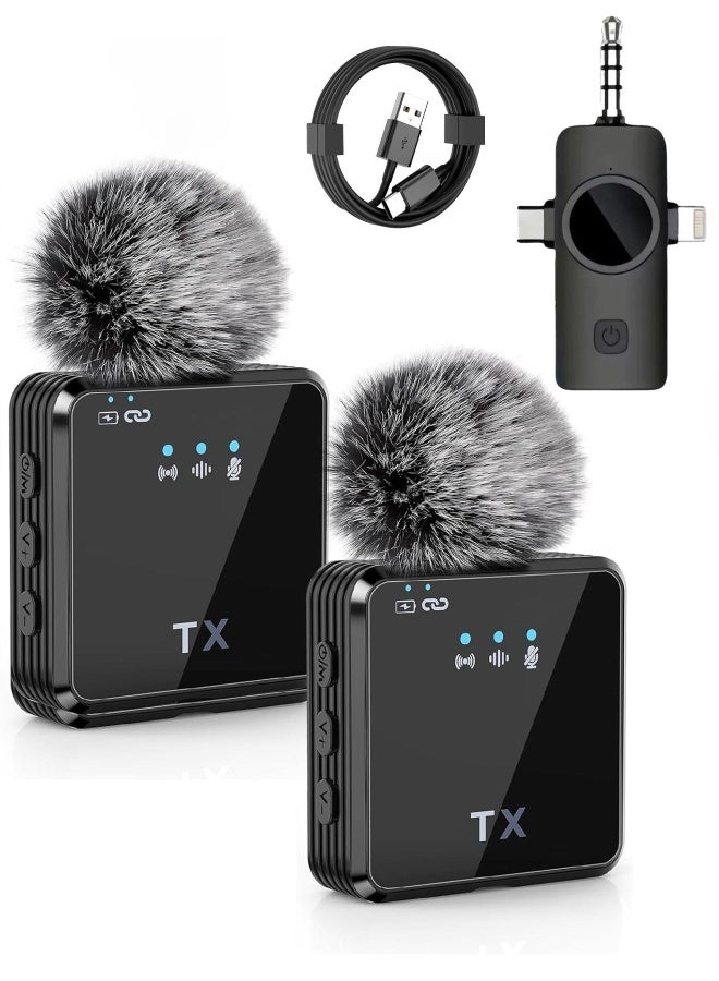 HEROCKX Wireless Lavalier Microphone - 3 in 1 Microphone Tik Tok Live Mobile Video Recording 2.4G Noise Cancelling Mini Microphone - For iPhone / Android / Camera - Image 1