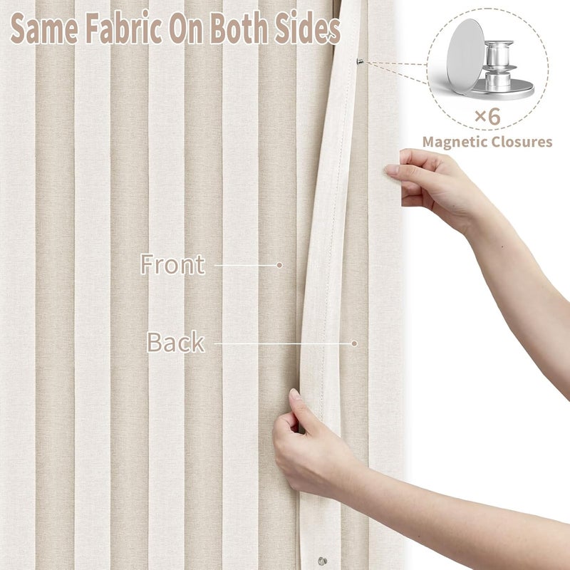 Vatge Accordion Style Door Curtains for Doorways - Laundry Room Curtains for Doorway, Folding Accordion Doors for Closets with No Door, 1 Panel with Tieback, W52 x L78, Beige - Image 4