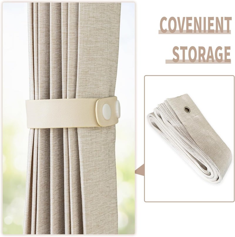 Vatge Accordion Style Door Curtains for Doorways - Laundry Room Curtains for Doorway, Folding Accordion Doors for Closets with No Door, 1 Panel with Tieback, W52 x L78, Beige - Image 3