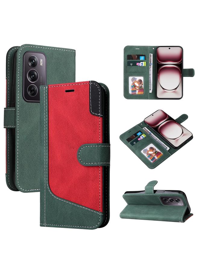 S-TOP Case For OPPO Reno12 Pro 5G Global Three Color Splicing Leather Phone Case - Image 1