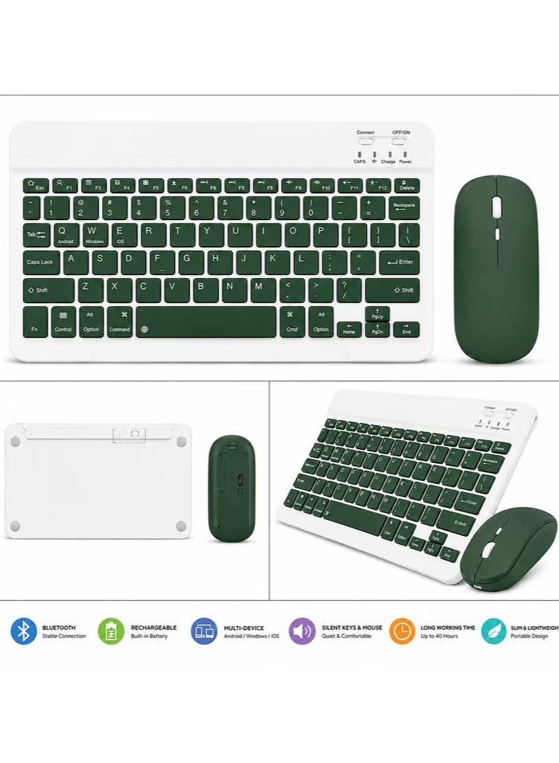 ELTRAZONE Wireless Bluetooth Keyboard & Mouse Combo – Ultra-Slim Rechargeable Silent Typing Set for Android, Windows, Tablets & Phones – Compact Portable Keyboard and Mouse – Dark Green - Image 2